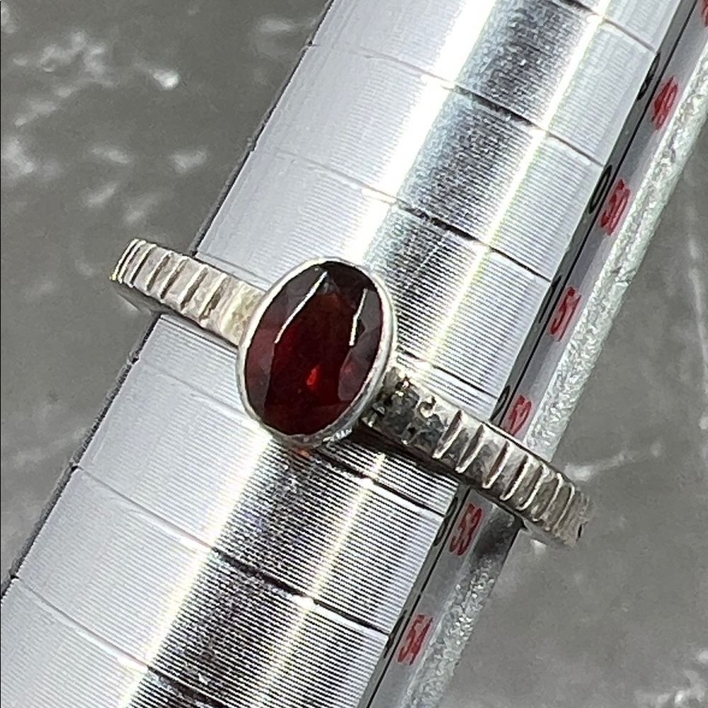 Sterling Silver Garnet Oval Ring - image 2